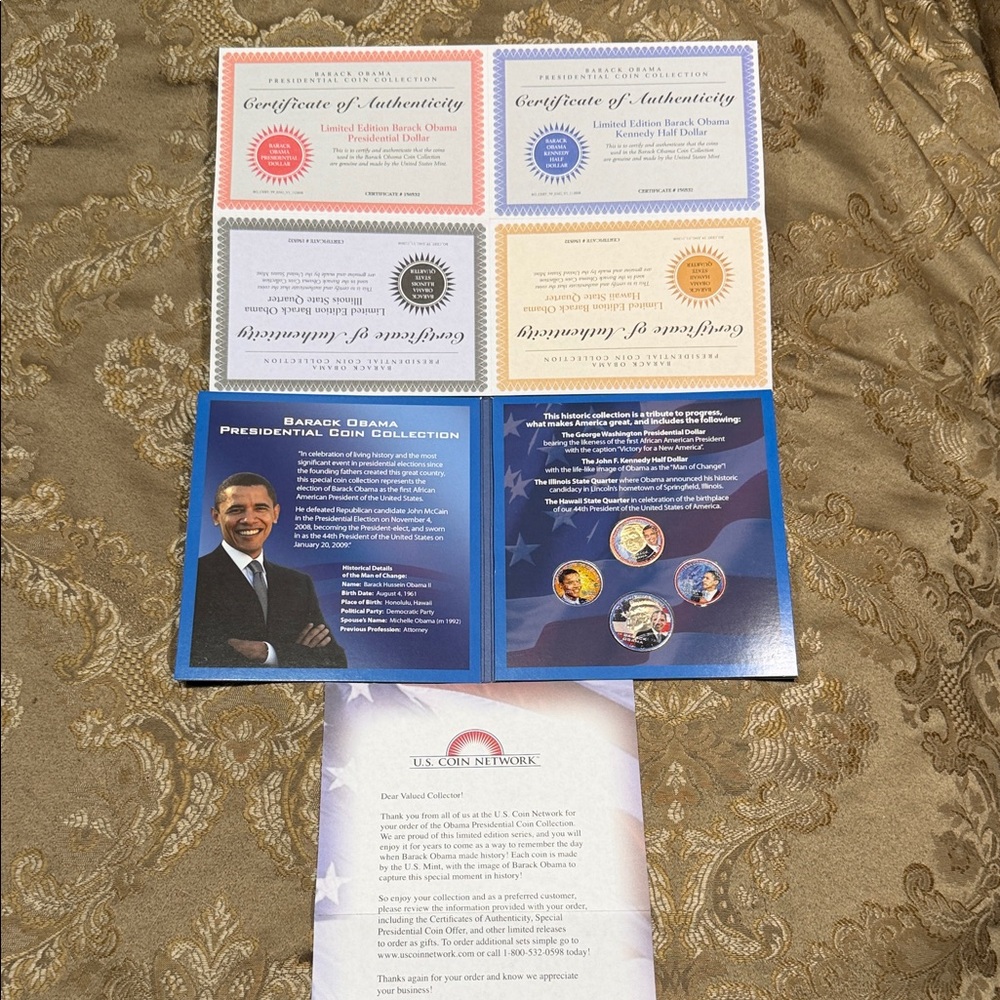 Presidential Coin Set with Obama, George Washington and John F. Kennedy.